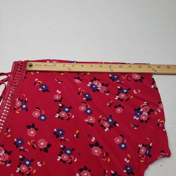 Lane Bryant Top Womens 18/20 Pink Floral V-Neck Flutter Sleeve Preppy Eyelet - Picture 6 of 16